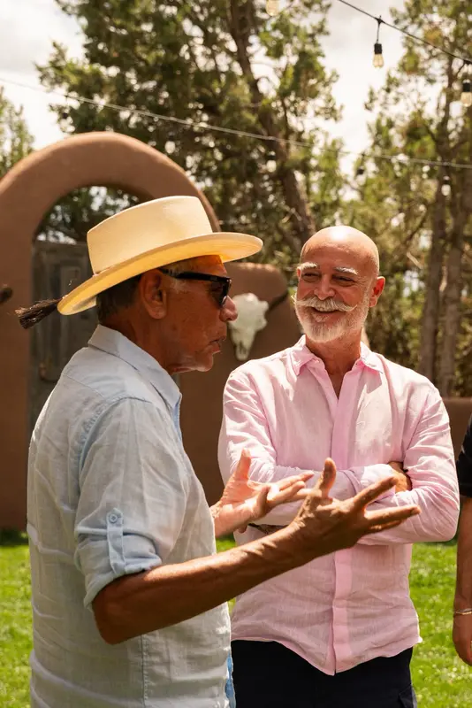 Between takes, the conversation never stops.